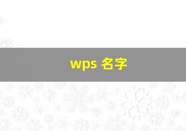 wps 名字